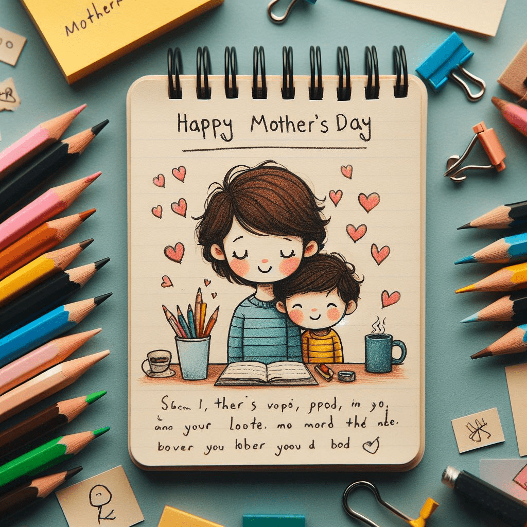 A child gifting his mother a hand written note on mother's day