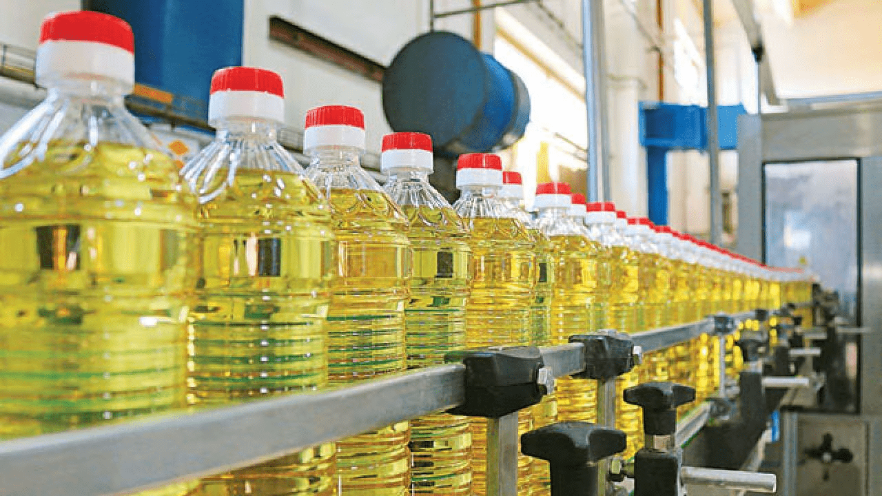 Refined oil getting packed 